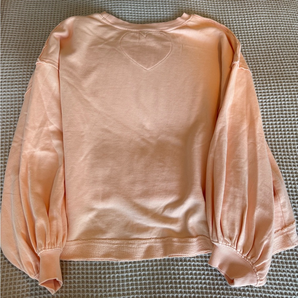 Free People Light Peach Ribbed Sweatshirt - Picture 2 of 3